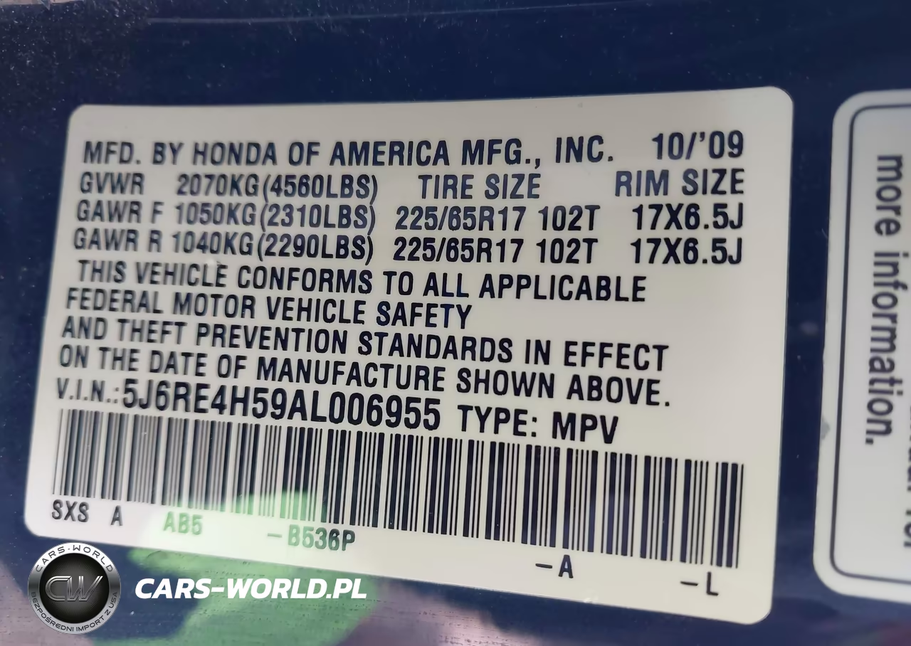 2010 Honda Cr-V Ex VIN:5J6RE4H59AL006955 - 9
