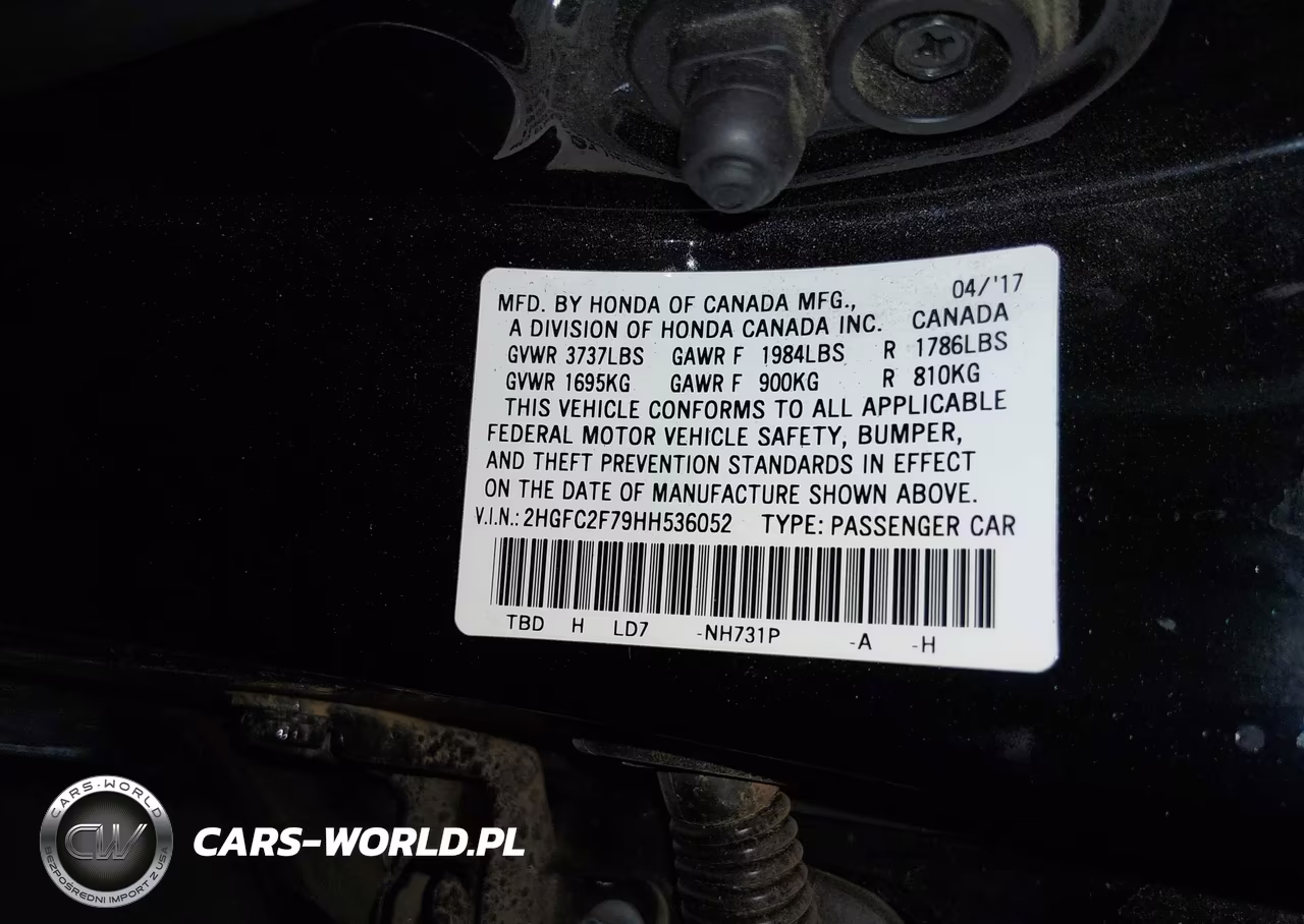 2017 Honda Civic Ex VIN:2HGFC2F79HH536052 - 9