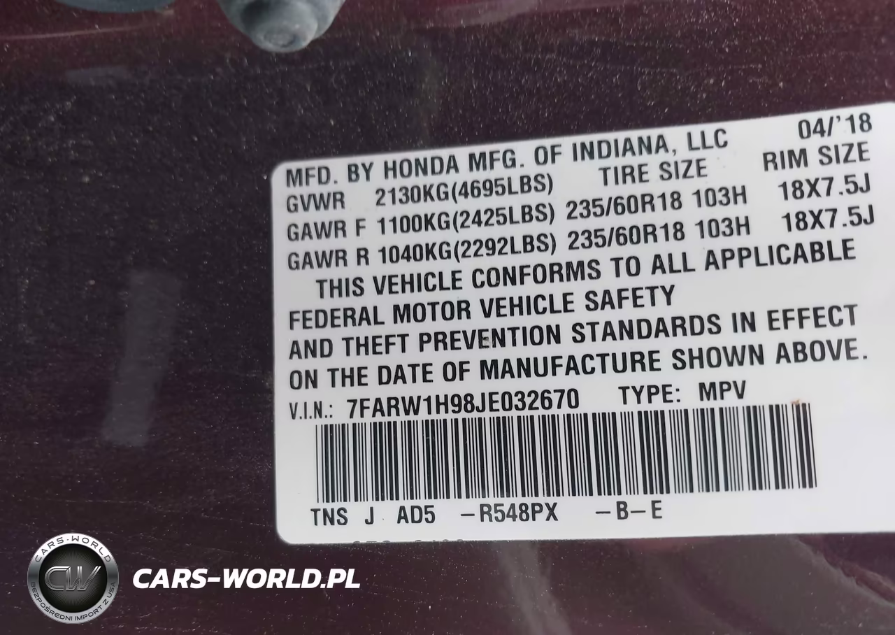 2018 Honda Cr-V Touring VIN:7FARW1H98JE032670 - 9