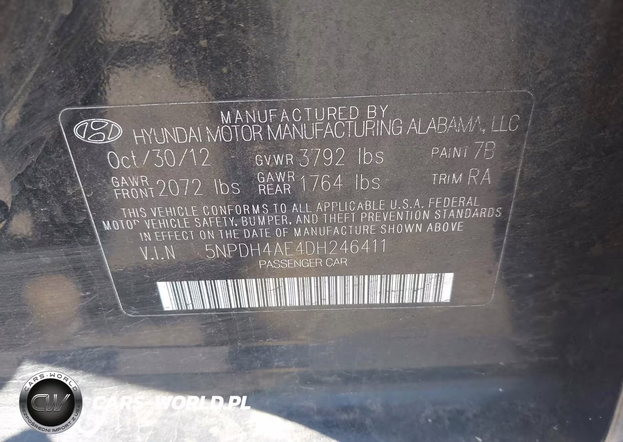 2013 Hyundai Elantra Gls VIN:5NPDH4AE4DH246411 - 9