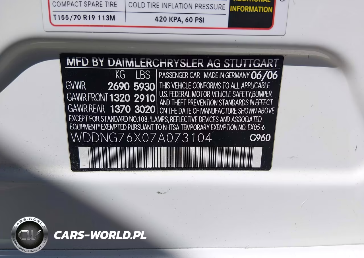 2007 Mercedes-Benz S 600 VIN:WDDNG76X07A073104 - 9