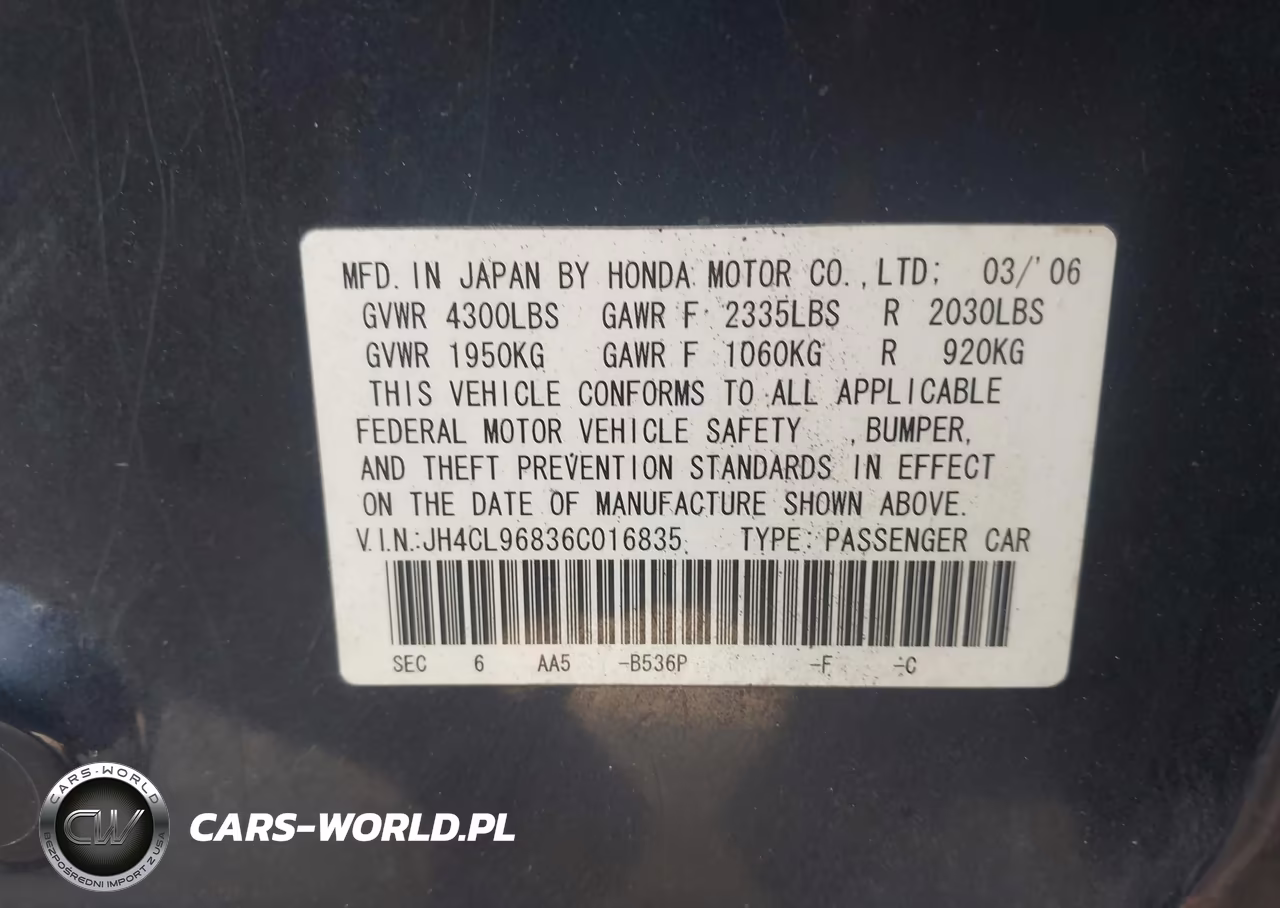 2006 Acura Tsx VIN:JH4CL96836C016835 - 9