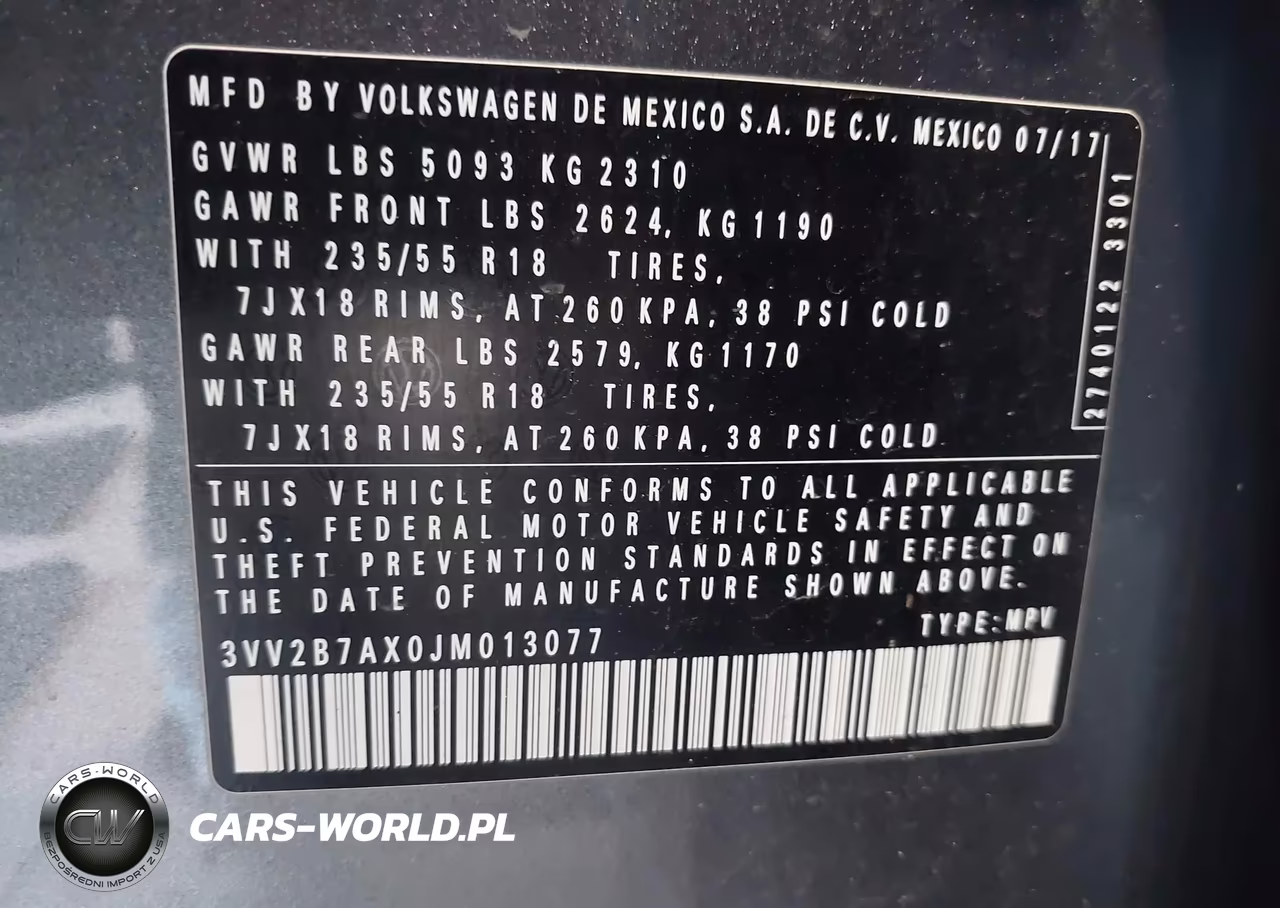 2018 Volkswagen Tiguan 2.0T Se-2.0T Sel VIN:3VV2B7AX0JM013077 - 9