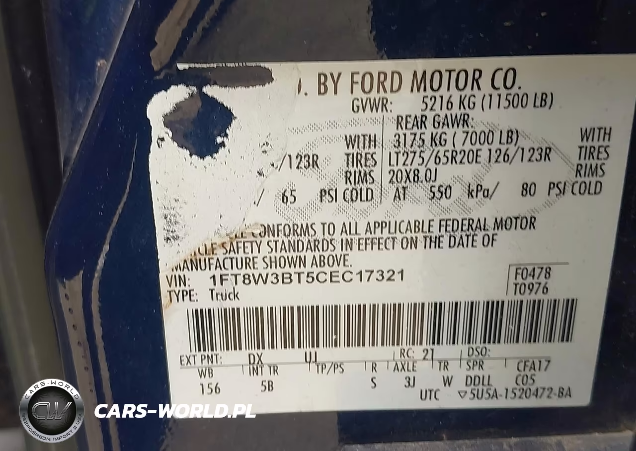 2012 Ford F-350 Lariat VIN:1FT8W3BT5CEC17321 - 8