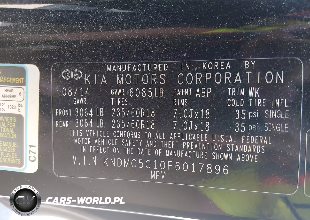 2015 Kia Sedona Sx VIN:KNDMC5C10F6017896 - 9