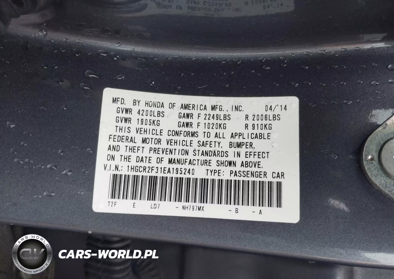 2014 Honda Accord Lx VIN:1HGCR2F31EA195240 - 9