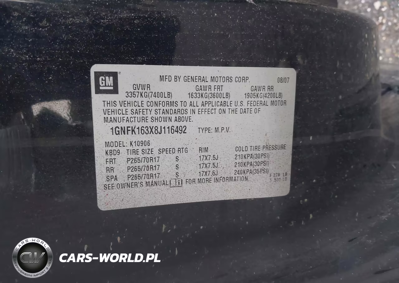 2008 Chevrolet Suburban 1500 Lt VIN:1GNFK163X8J116492 - 9