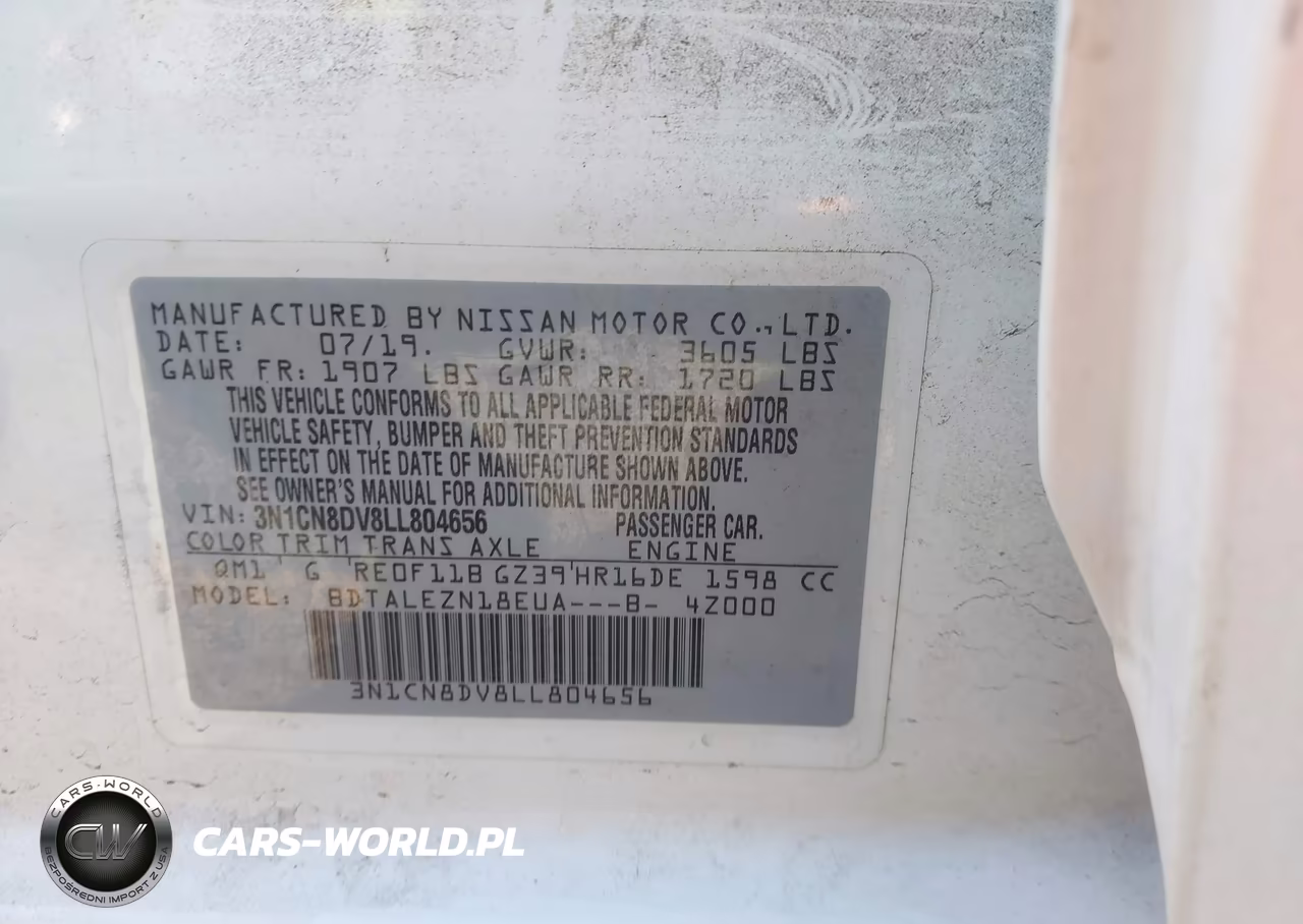 2020 Nissan Versa S Xtronic Cvt VIN:3N1CN8DV8LL804656 - 9