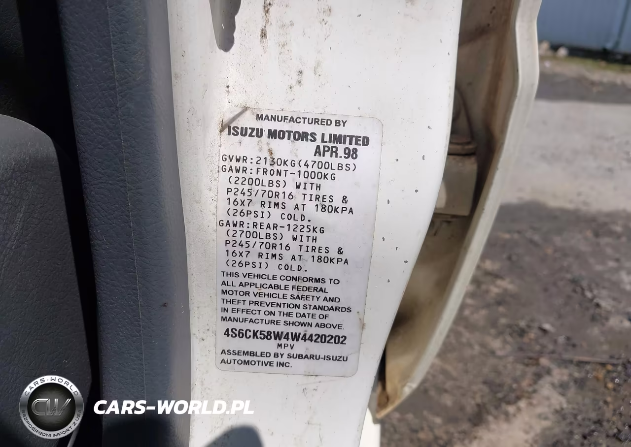 1998 Honda Passport Ex-Lx VIN:4S6CK58W4W4420202 - 9