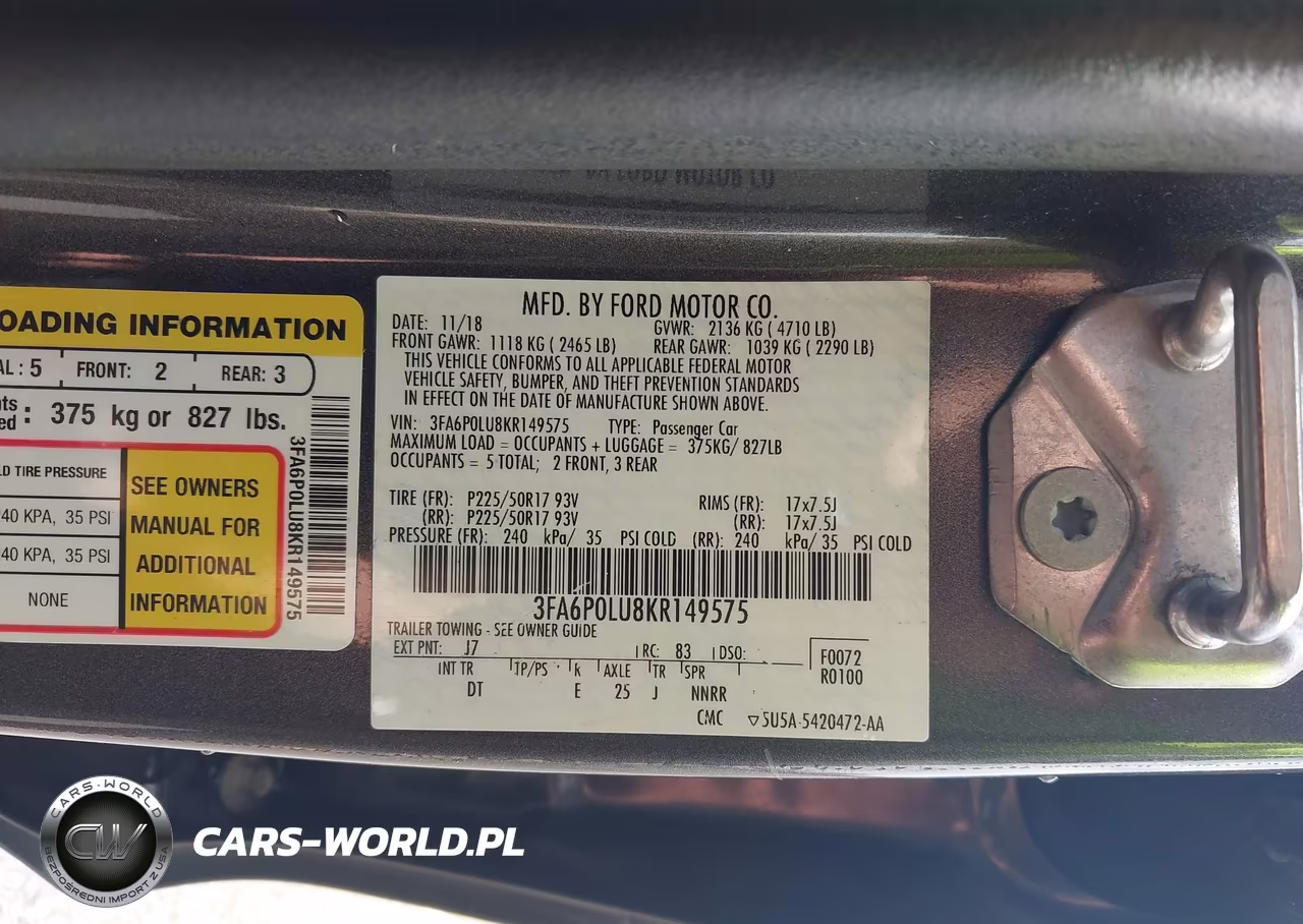 2019 Ford Fusion Hybrid Se VIN:3FA6P0LU8KR149575 - 9