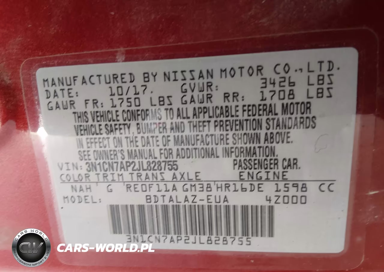 2018 Nissan Versa 1.6 S+ VIN:3N1CN7AP2JL828755 - 9
