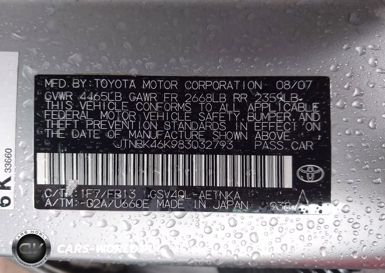 2008 Toyota Camry Le V6-Se V6-Xle V6 VIN:JTNBK46K983032793 - 9