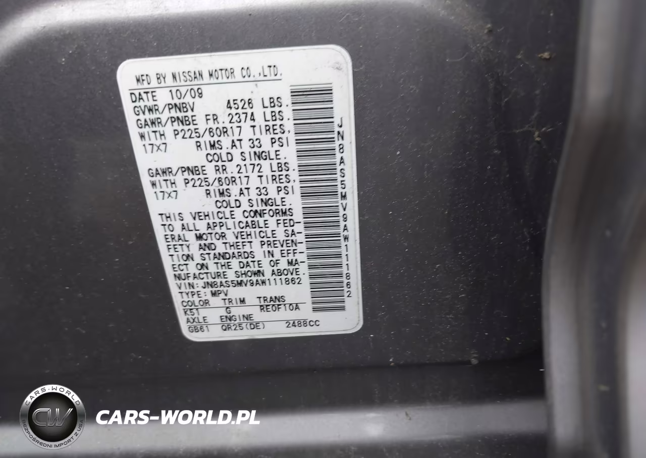 2010 Nissan Rogue Sl VIN:JN8AS5MV9AW111862 - 9