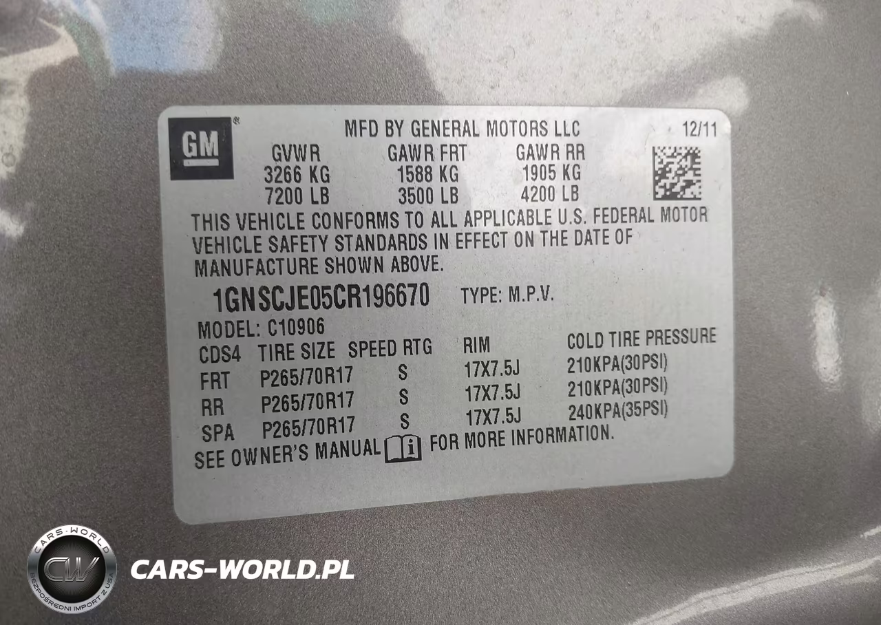 2012 Chevrolet Suburban Lt VIN:1GNSCJE05CR196670 - 9