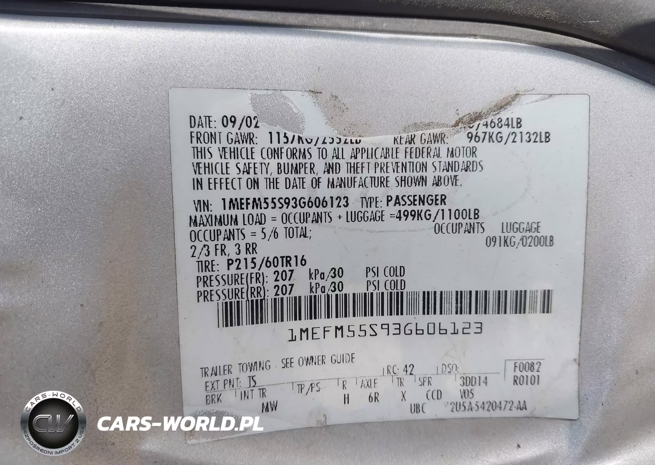 2003 Mercury Sable Ls Premium VIN:1MEFM55S93G606123 - 9
