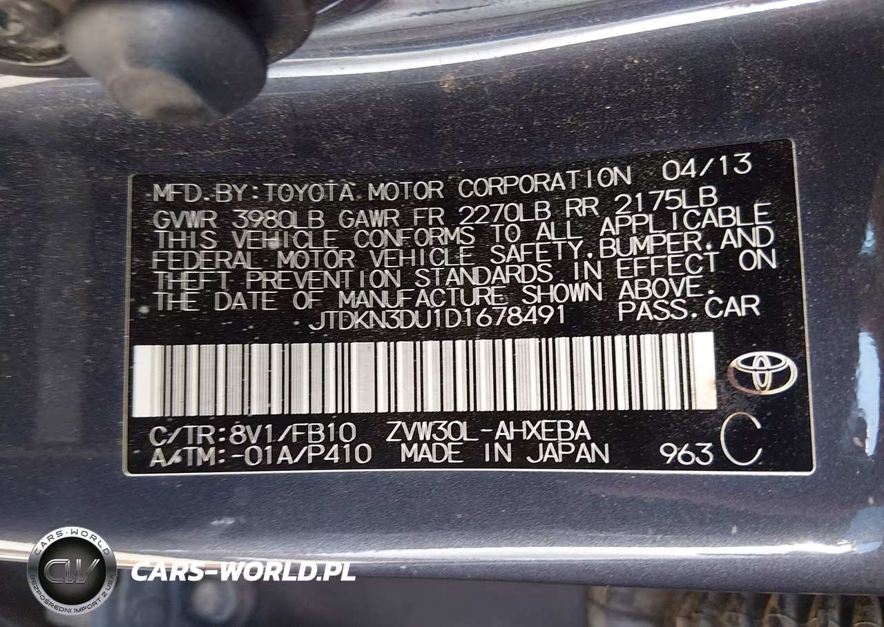 2013 Toyota Prius Two VIN:JTDKN3DU1D1678491 - 9