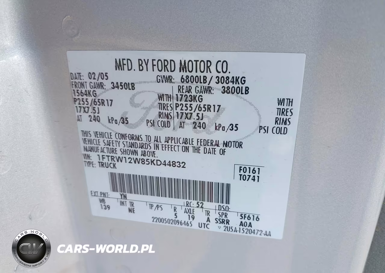 2005 Ford F-150 Xlt VIN:1FTRW12W85KD44832 - 9