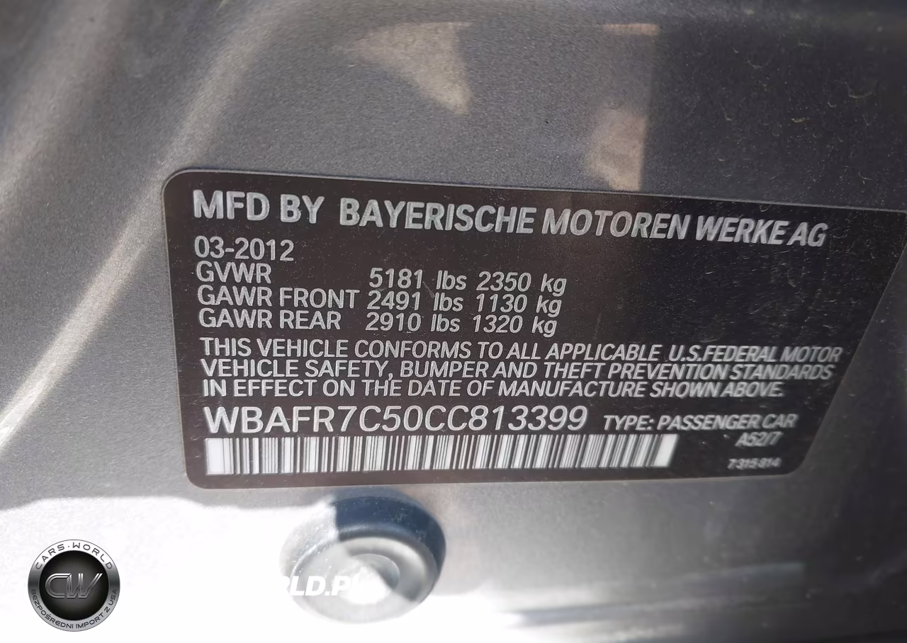 2012 BMW 535I VIN:WBAFR7C50CC813399 - 9