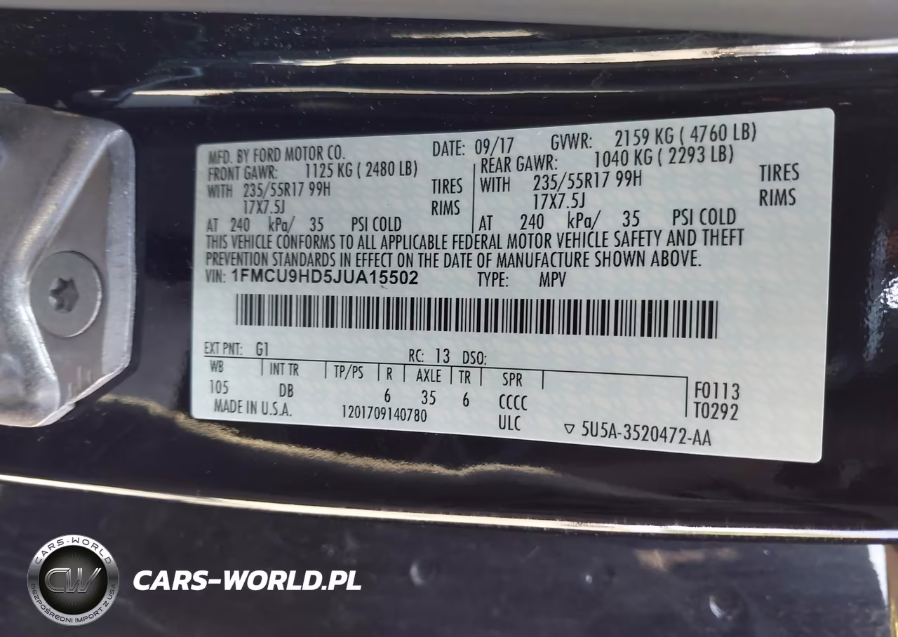 2018 Ford Escape Sel VIN:1FMCU9HD5JUA15502 - 9