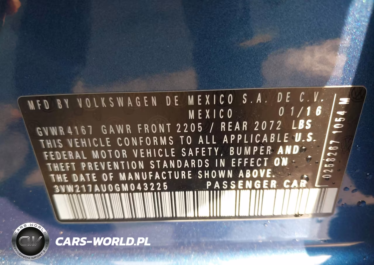 2016 Volkswagen Golf Tsi S 4-Door VIN:3VW217AU0GM043225 - 9