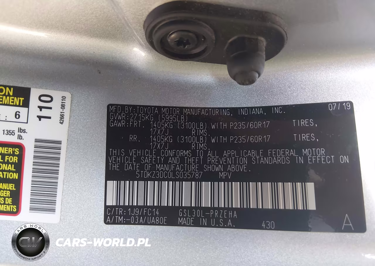 2020 Toyota Sienna Le VIN:5TDKZ3DC0LS035787 - 9