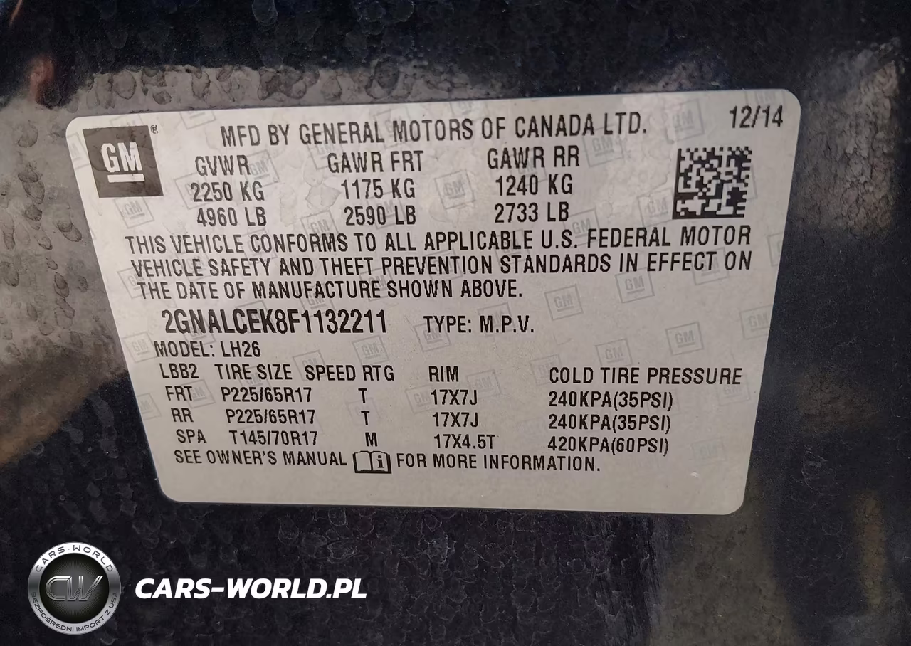 2015 Chevrolet Equinox 2Lt VIN:2GNALCEK8F1132211 - 9