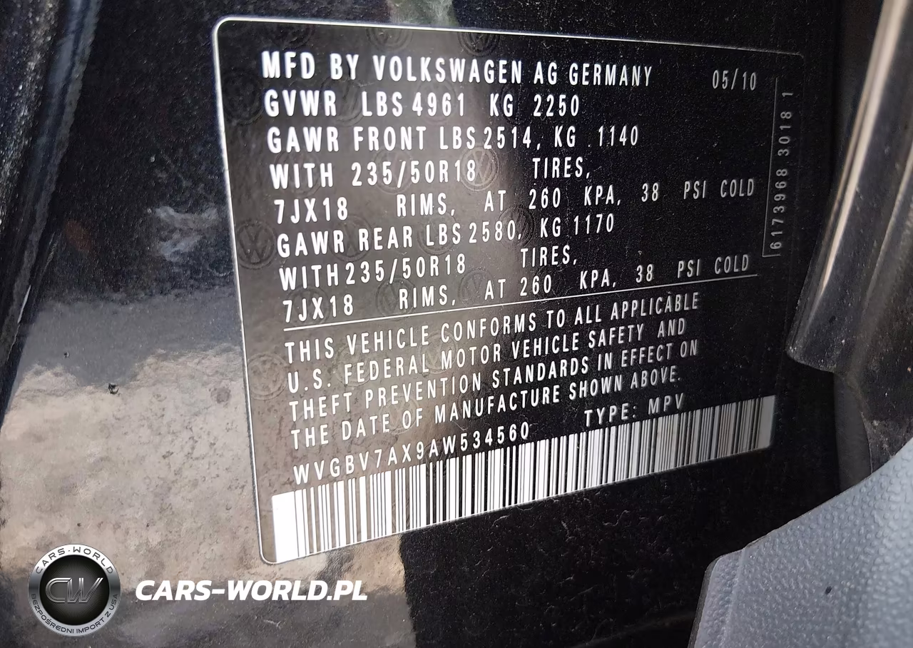2010 Volkswagen Tiguan Wolfsburg Edition VIN:WVGBV7AX9AW534560 - 9