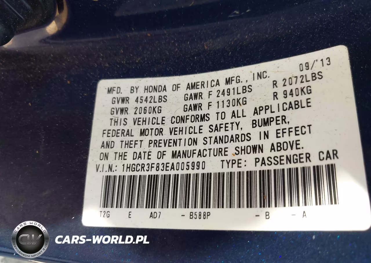 2014 Honda Accord Ex-L V-6 VIN:1HGCR3F83EA005990 - 9