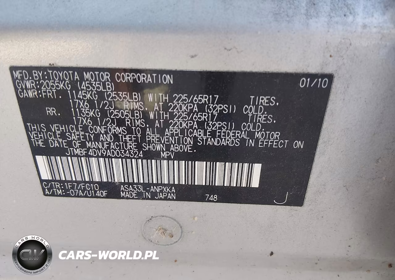 2010 Toyota Rav4 VIN:JTMBF4DV9AD034324 - 9