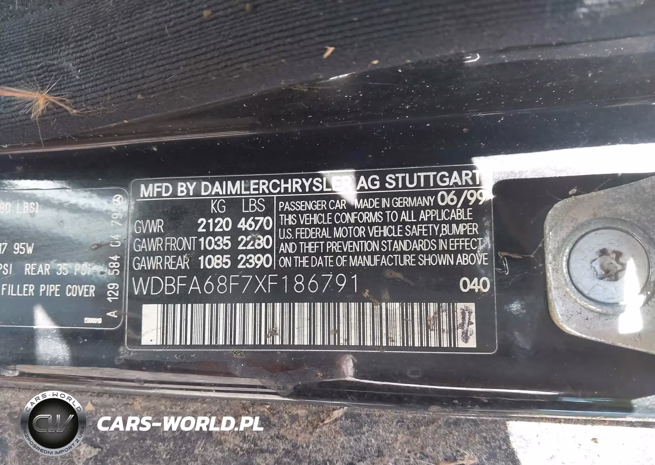 1999 Mercedes-Benz Sl 500 VIN:WDBFA68F7XF186791 - 9