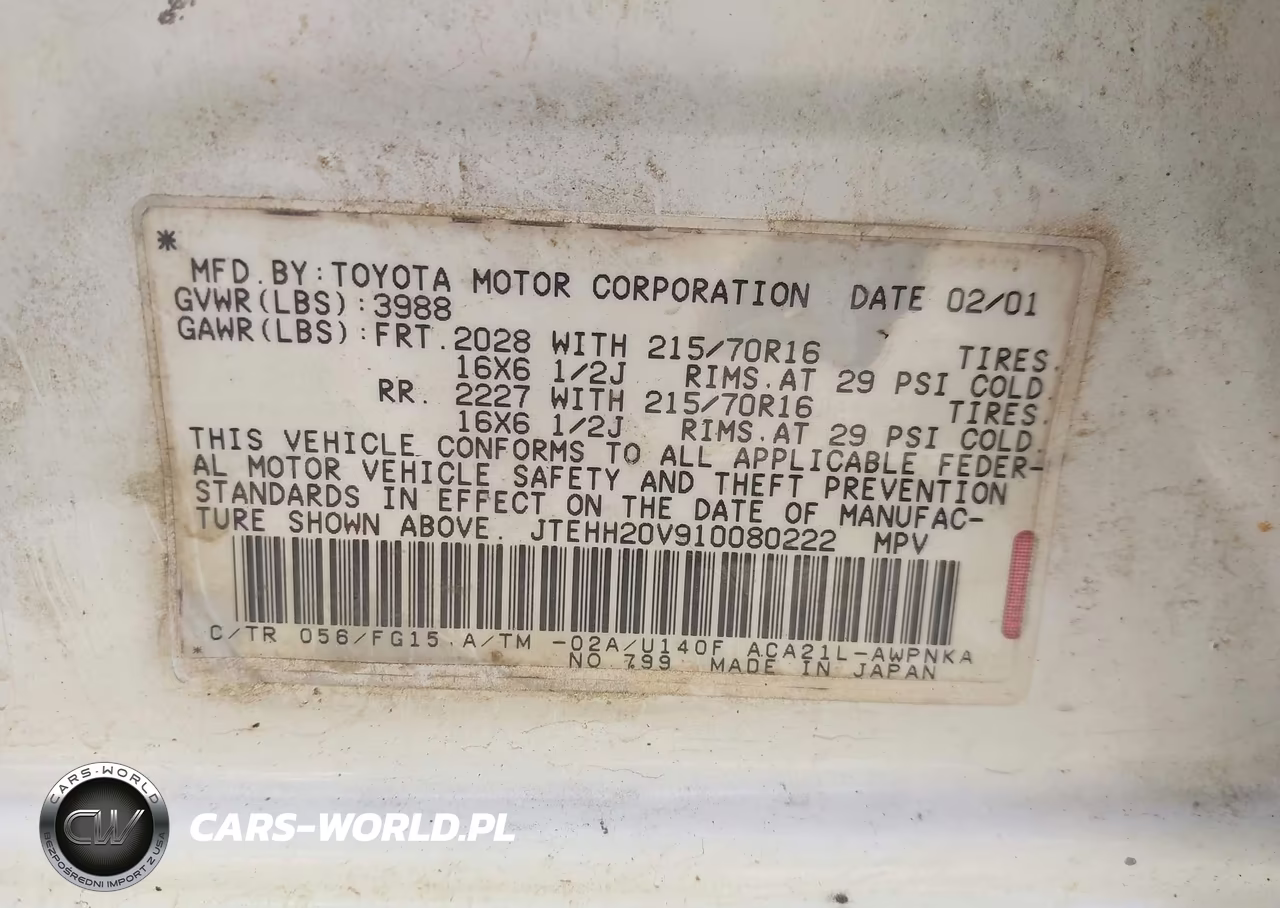 2001 Toyota Rav4 VIN:JTEHH20V910080222 - 9