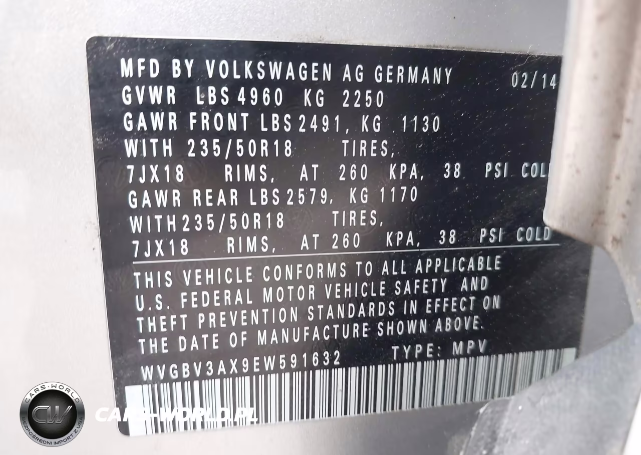 2014 Volkswagen Tiguan Sel VIN:WVGBV3AX9EW591632 - 9
