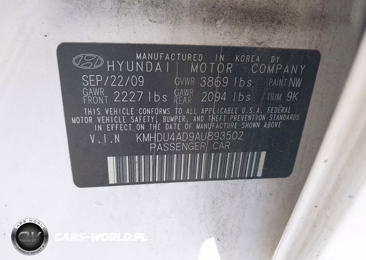 2010 Hyundai Elantra Gls VIN:KMHDU4AD9AU893502 - 9