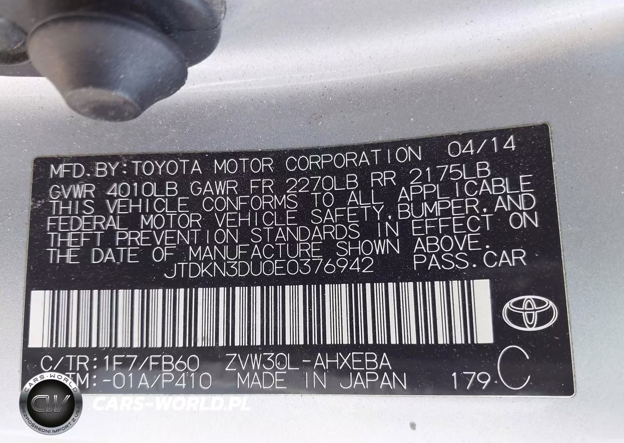 2014 Toyota Prius Two VIN:JTDKN3DU0E0376942 - 9