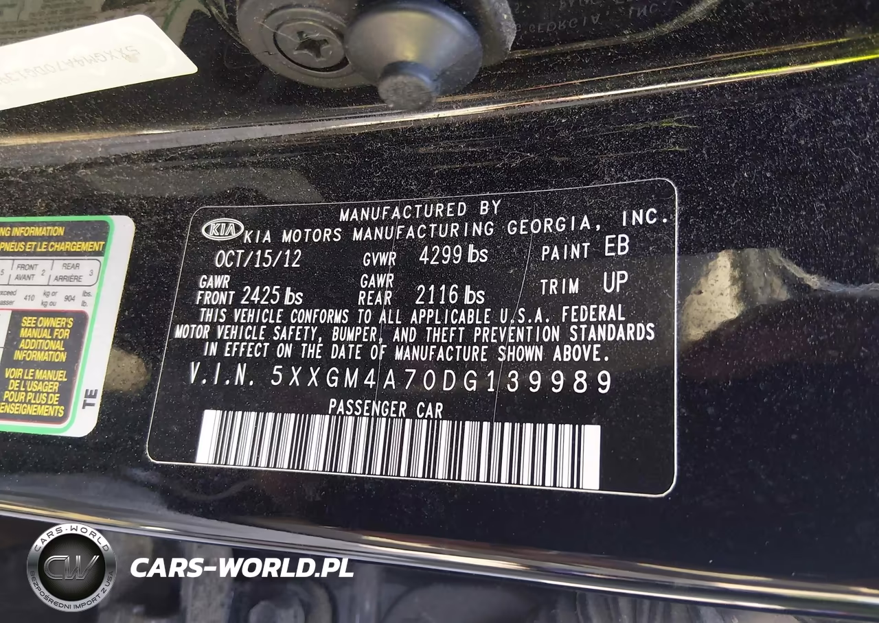 2013 Kia Optima Lx VIN:5XXGM4A70DG139989 - 9