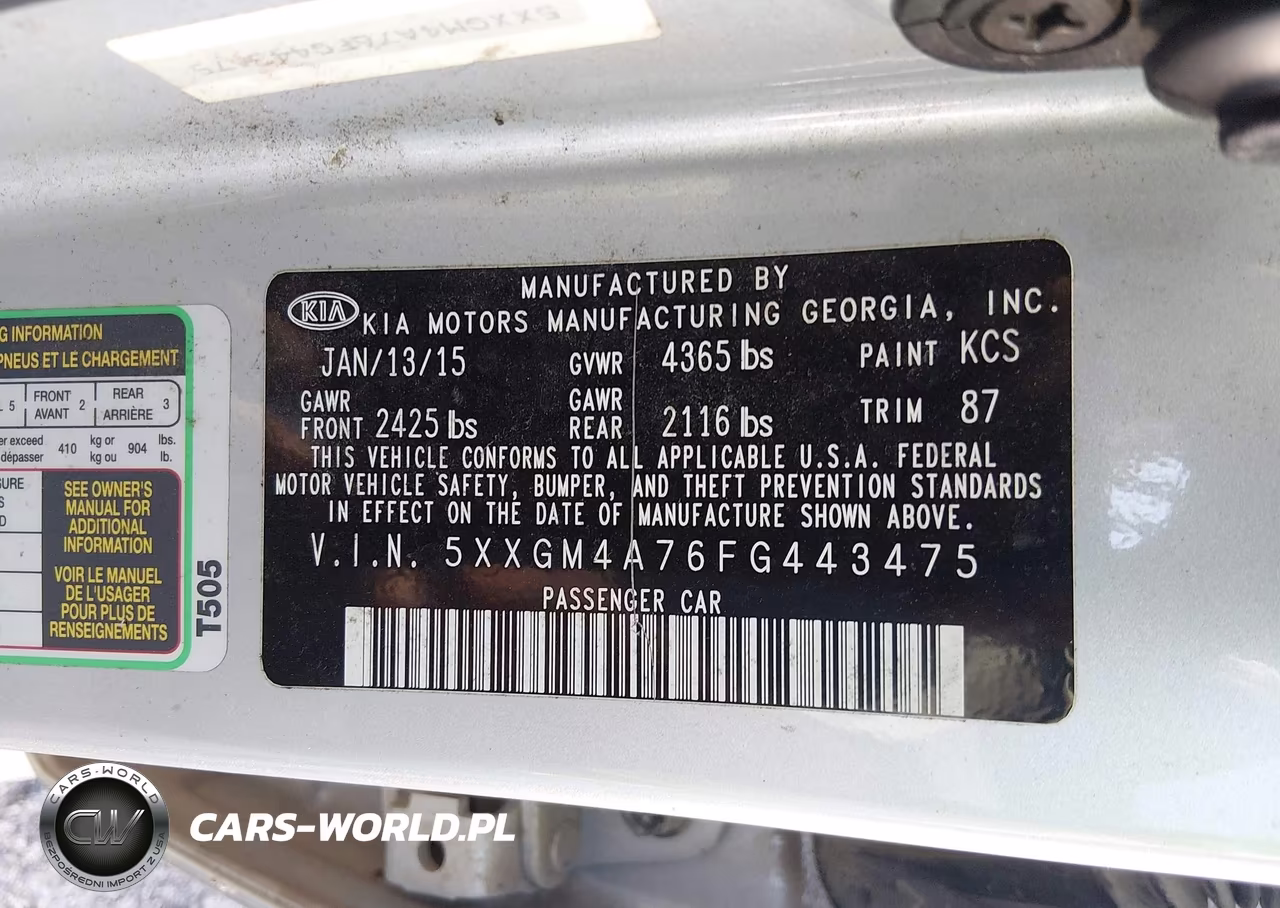 2015 Kia Optima Lx VIN:5XXGM4A76FG443475 - 9