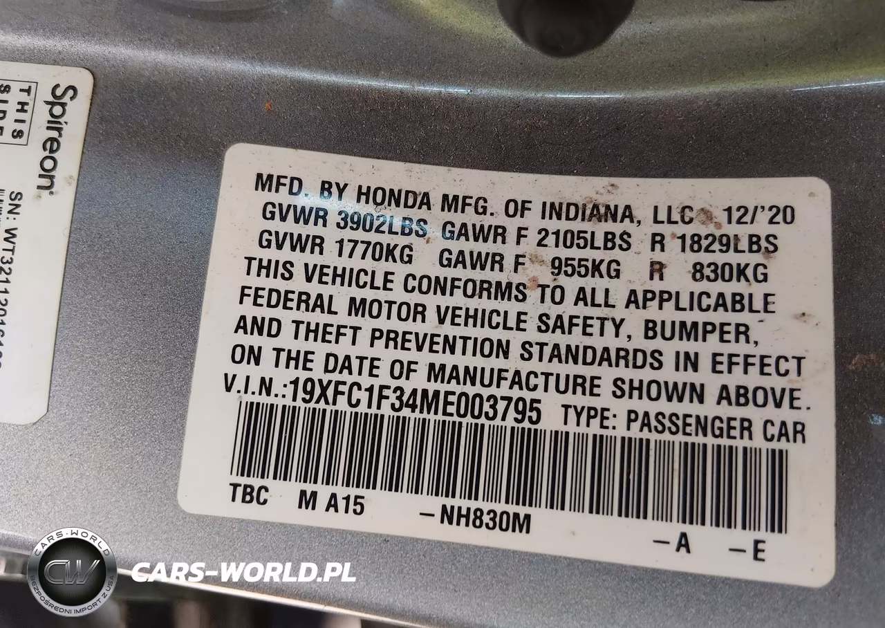 2021 Honda Civic Ex VIN:19XFC1F34ME003795 - 9