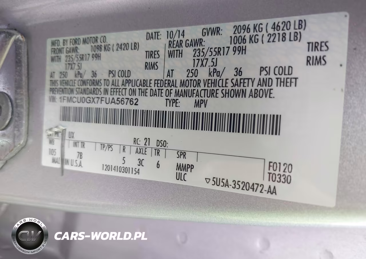 2015 Ford Escape Se VIN:1FMCU0GX7FUA56762 - 9