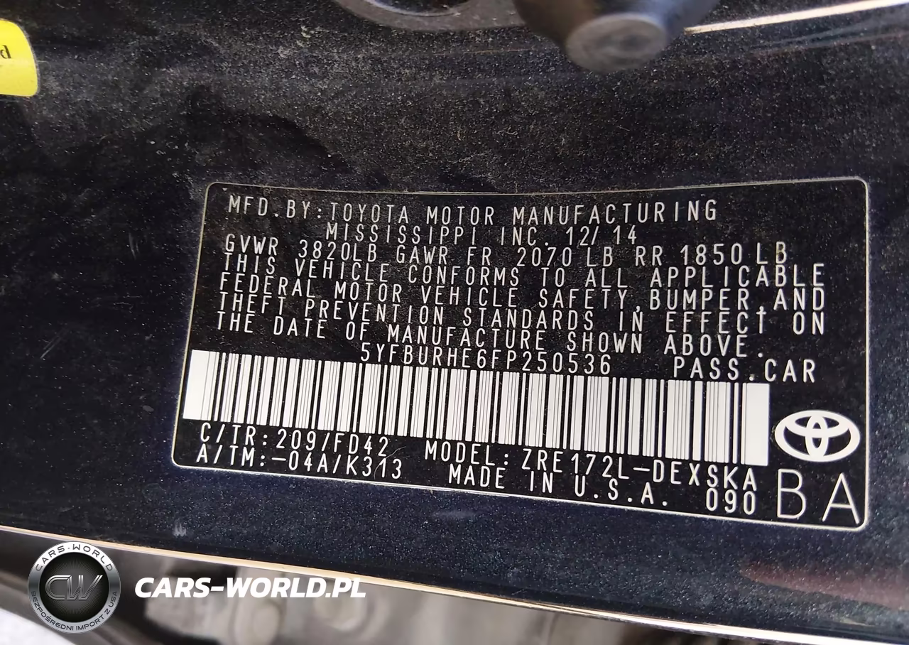 2015 Toyota Corolla S Plus VIN:5YFBURHE6FP250536 - 9
