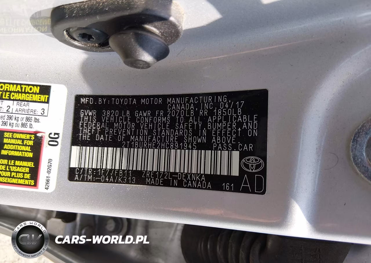 2017 Toyota Corolla Le VIN:2T1BURHE2HC891945 - 9