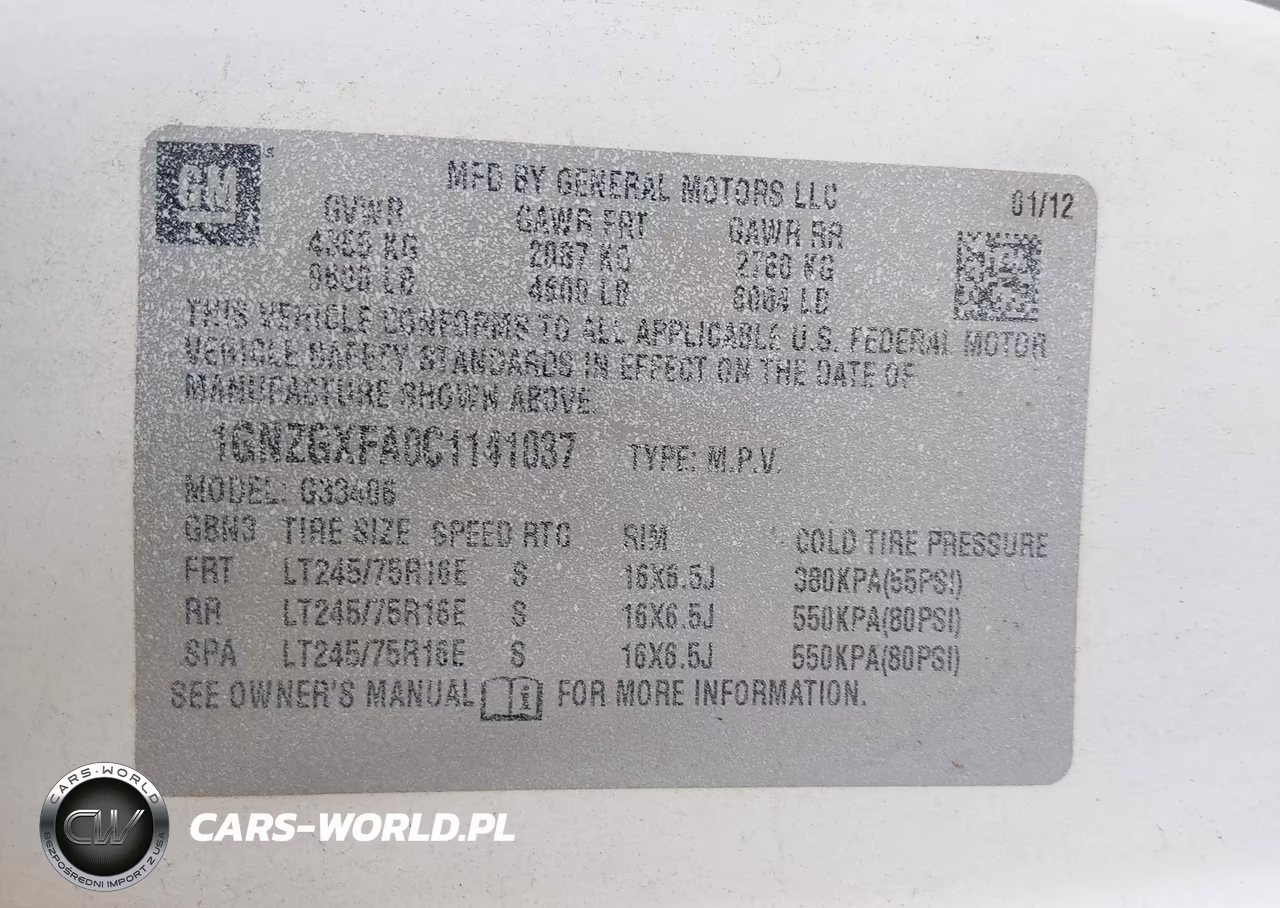 2012 Chevrolet Express 3500 Ls VIN:1GNZGXFA0C1141037 - 9