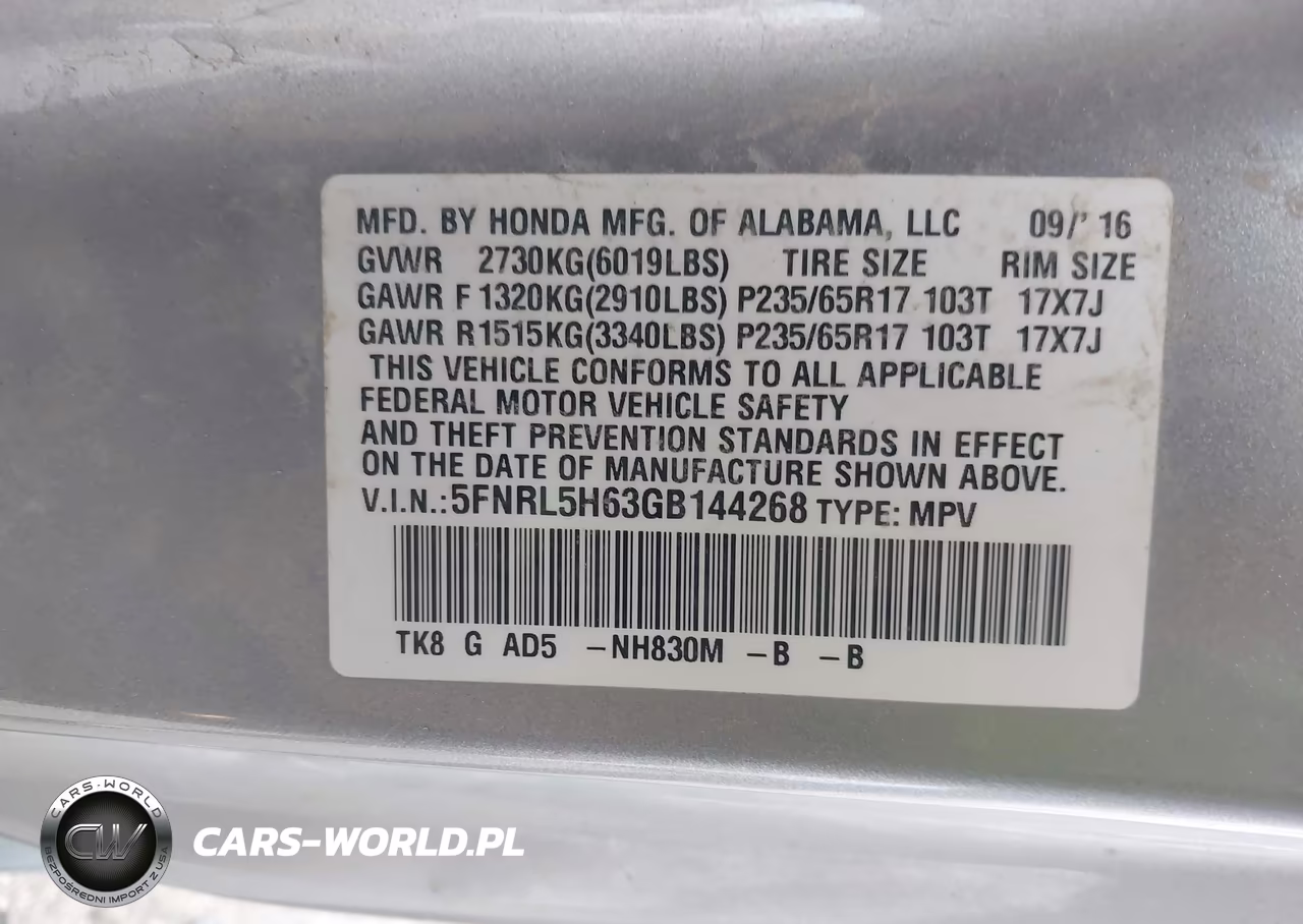 2016 Honda Odyssey Ex-L VIN:5FNRL5H63GB144268 - 9