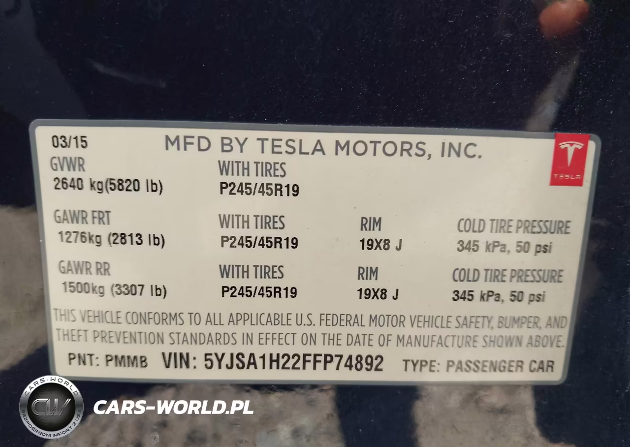 2015 Tesla Model S 85D VIN:5YJSA1H22FFP74892 - 9