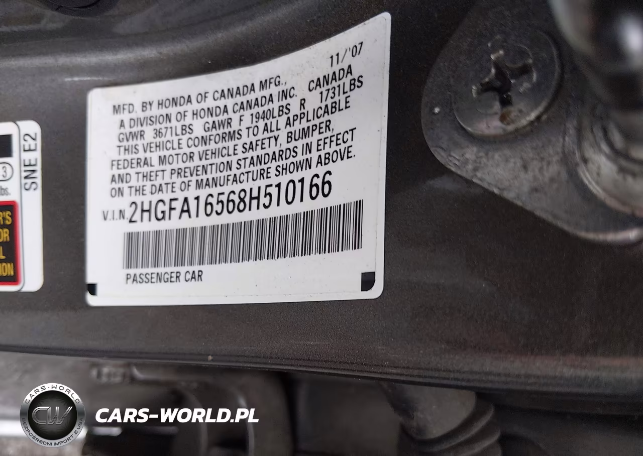 2008 Honda Civic Lx VIN:2HGFA16568H510166 - 9