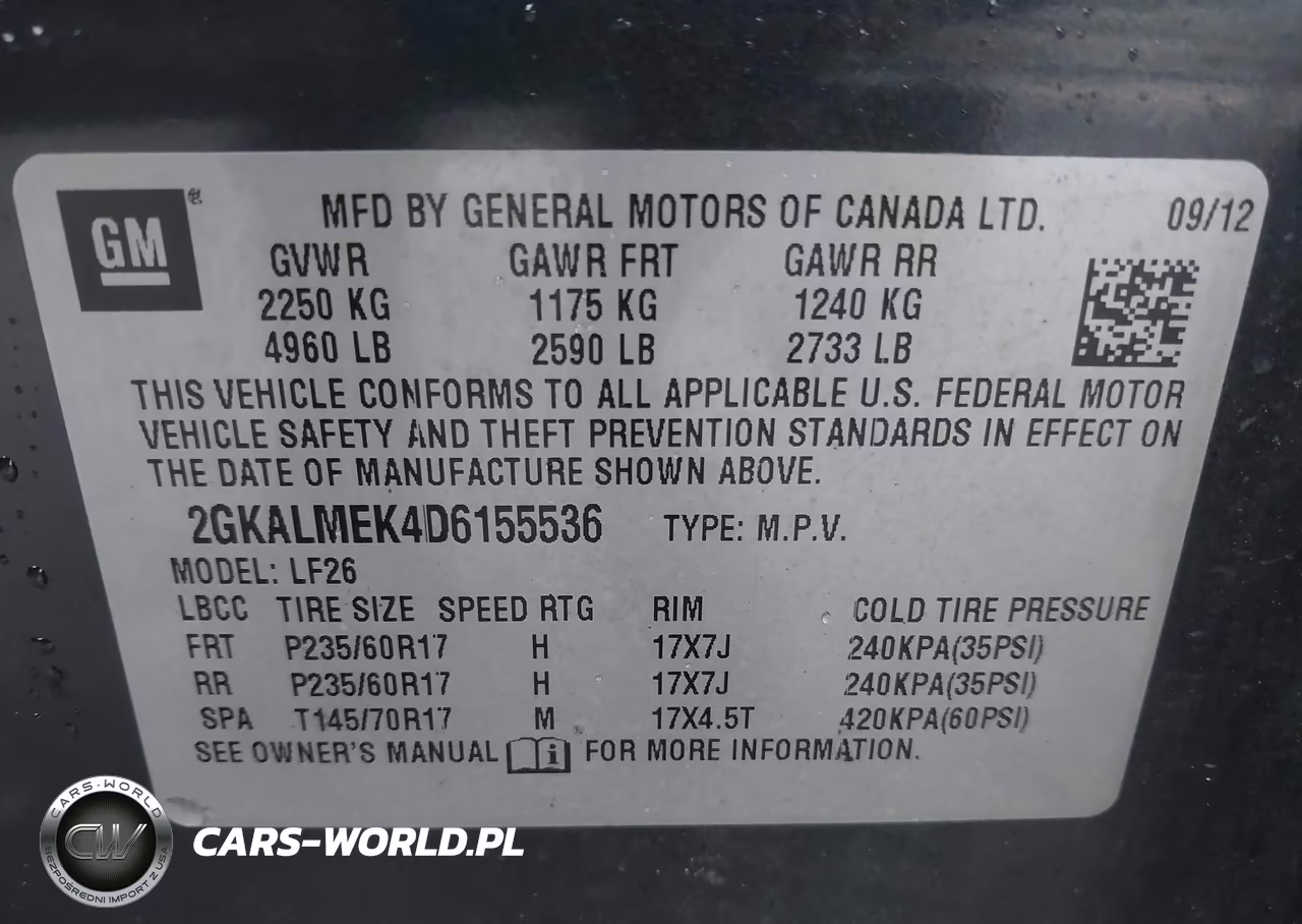 2013 GMC Terrain Sle-1 VIN:2GKALMEK4D6155536 - 9
