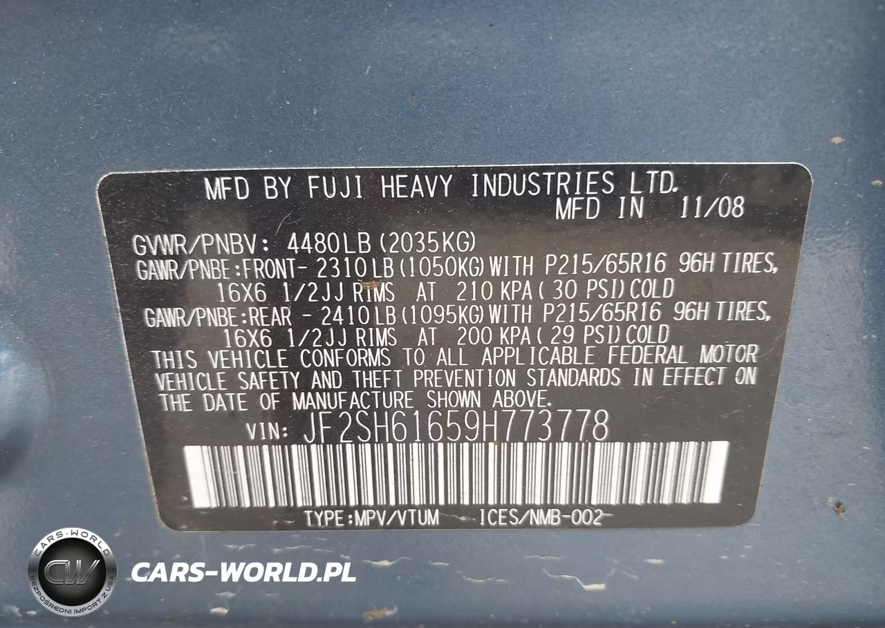 2009 Subaru Forester 2.5X VIN:JF2SH61659H773778 - 9