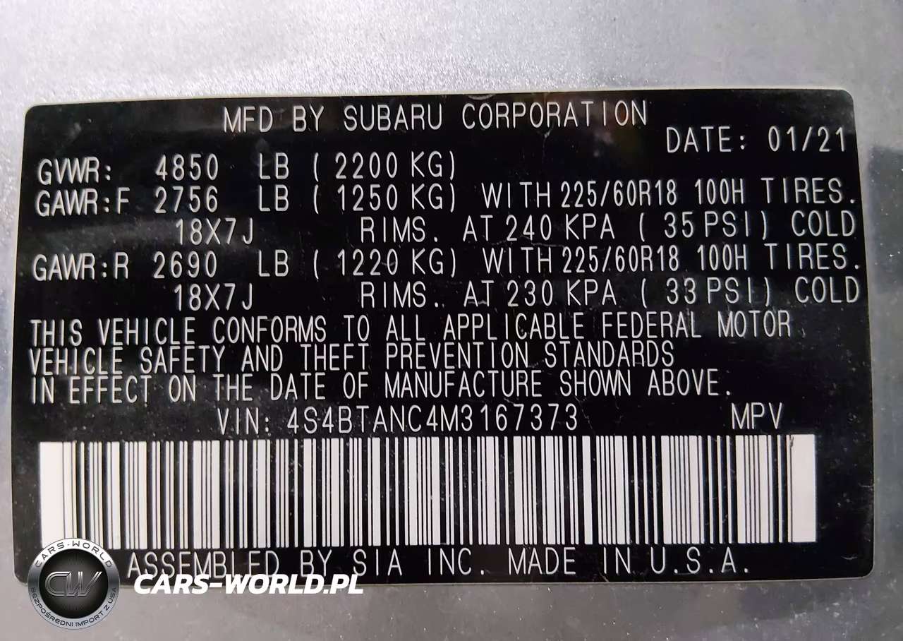 2021 Subaru Outback Limited VIN:4S4BTANC4M3167373 - 9