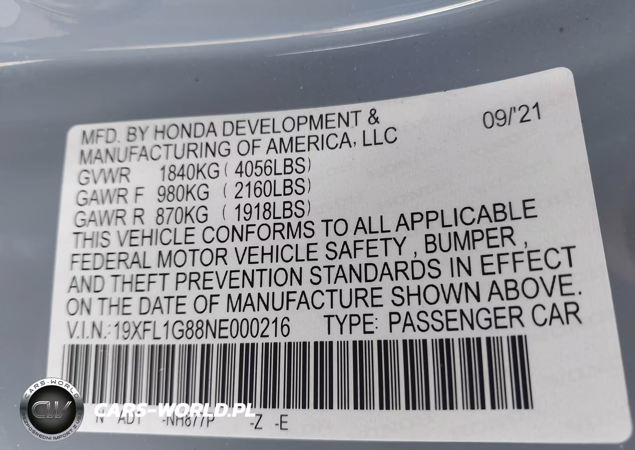 2022 Honda Civic Sport Touring VIN:19XFL1G88NE000216 - 9
