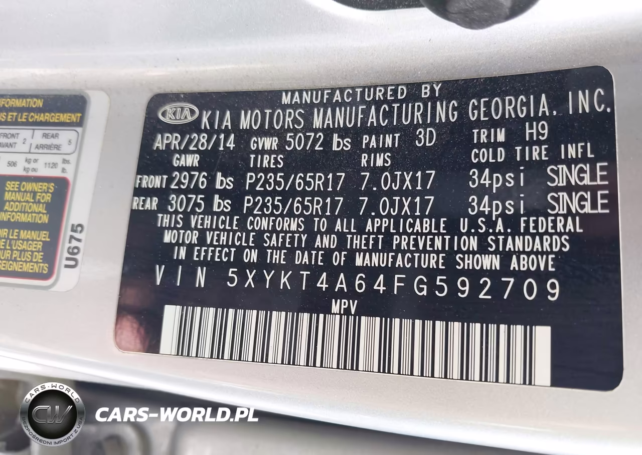 2015 Kia Sorento Lx VIN:5XYKT4A64FG592709 - 9