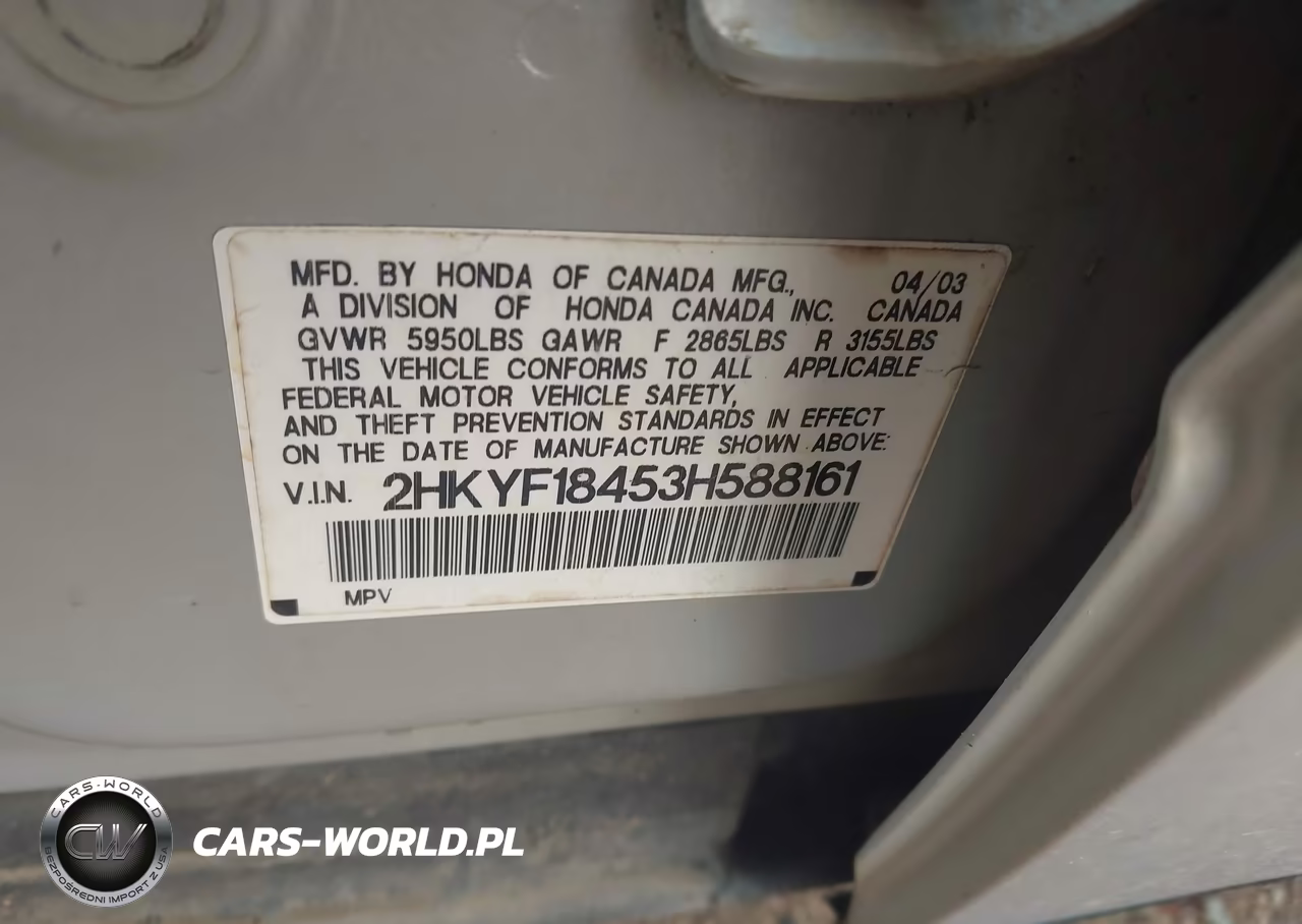 2003 Honda Pilot Ex VIN:2HKYF18453H588161 - 9